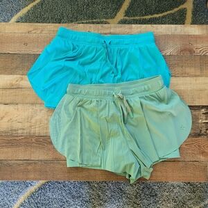 Lot Of Two (2) JoyLab Flowy Athletic Shorts in Blue and Green, Women's Medium